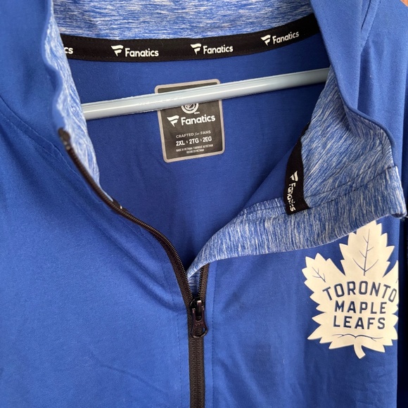 Fanatics Toronto Maple Leafs Hockey Stretch Quarter Zip Sweater Blue White 2 XL - Picture 3 of 3